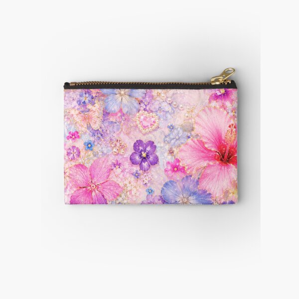Item preview, Jewel Hibiscus Glam – Pink Purple Pearl Gold Floral Pattern – Kawaii Luxury Art Print designed and sold by @SHINTOSARTSTORE.