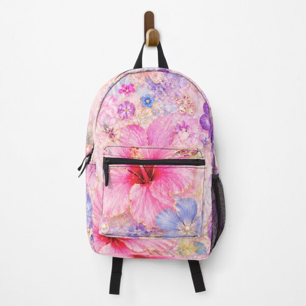 Item preview, Jewel Hibiscus Glam – Pink Purple Pearl Gold Floral Pattern – Kawaii Luxury Art Print designed and sold by @SHINTOSARTSTORE.