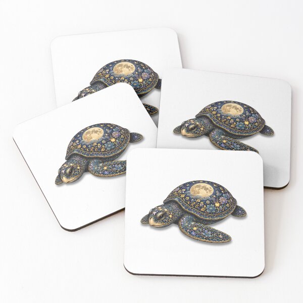 Item preview, Resting Sea Turtle Under the Moon | Ocean Moonlight Art Collection designed and sold by Zaru Art Studio.