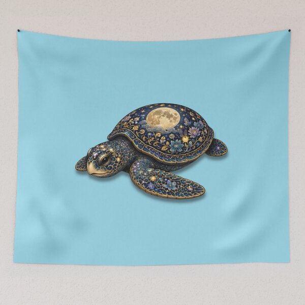 Item preview, Resting Sea Turtle Under the Moon | Ocean Moonlight Art Collection designed and sold by Zaru Art Studio.