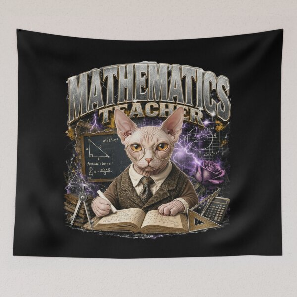 Item preview, Mathematics Teacher Sphynx Cat Vintage Graphic T-Shirt | Funny Math Professor Cat Algebra STEM Teacher Gift designed and sold by illeN-Art-World.