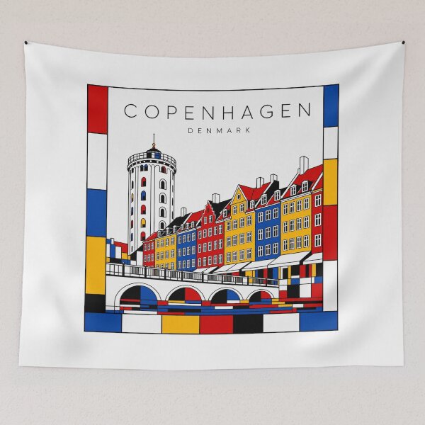 Item preview, Copenhagen Mondrian style poster 3D designed and sold by CMYKStudio.