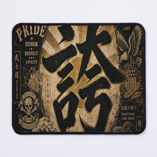 Item preview, Japanese Kanji “Pride” Calligraphy on Gold Textured Background designed and sold by RhymeArc.