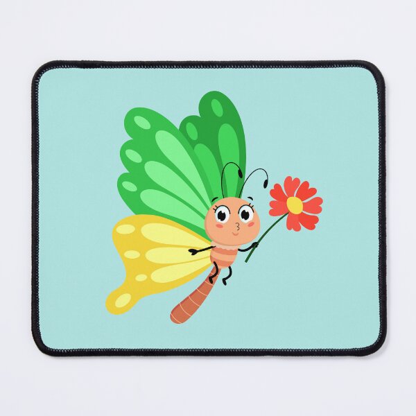 Item preview, Cute Cartoon Butterfly Holding Red Flower Kawaii Kids Art designed and sold by SolutionsArt.