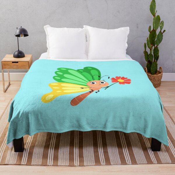 Item preview, Cute Cartoon Butterfly Holding Red Flower Kawaii Kids Art designed and sold by SolutionsArt.