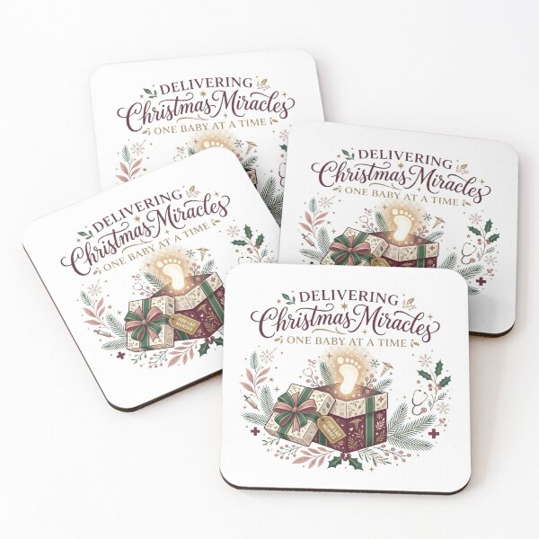 Item preview, Delivering Christmas Miracles L&D Nurse Holiday Baby Footprint Graphic designed and sold by raedattia.