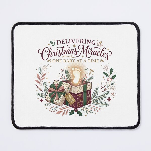 Item preview, Delivering Christmas Miracles L&D Nurse Holiday Baby Footprint Graphic designed and sold by raedattia.
