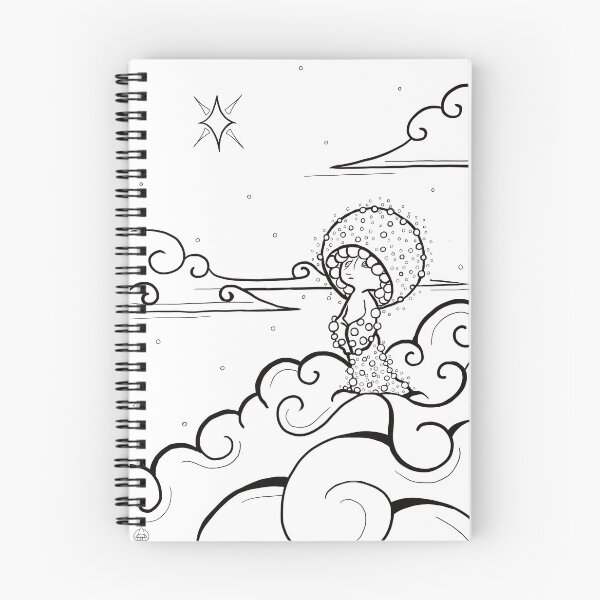 Item preview, Mushroom Alien Stargazer Coloring Page – Magical Fantasy Paint Your Own designed and sold by SaskiaFranken.