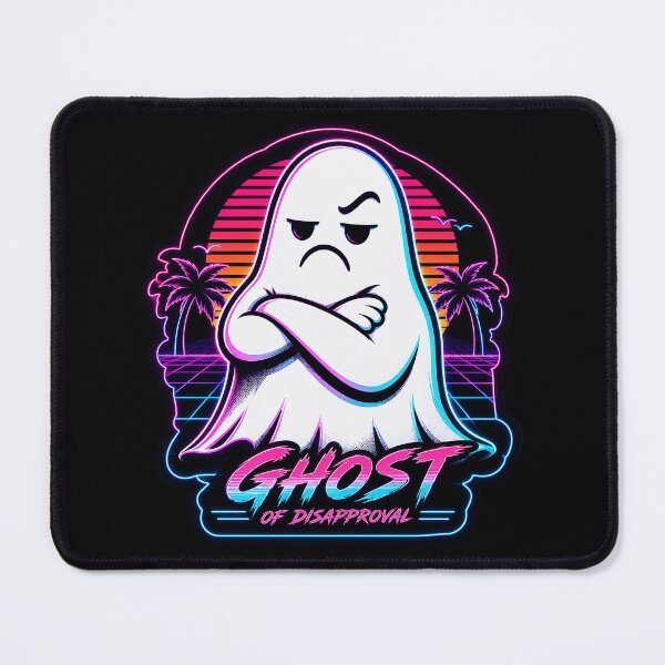 Item preview, Ghost of Disapproval – Retro Synthwave Grumpy Ghost designed and sold by Abidel.