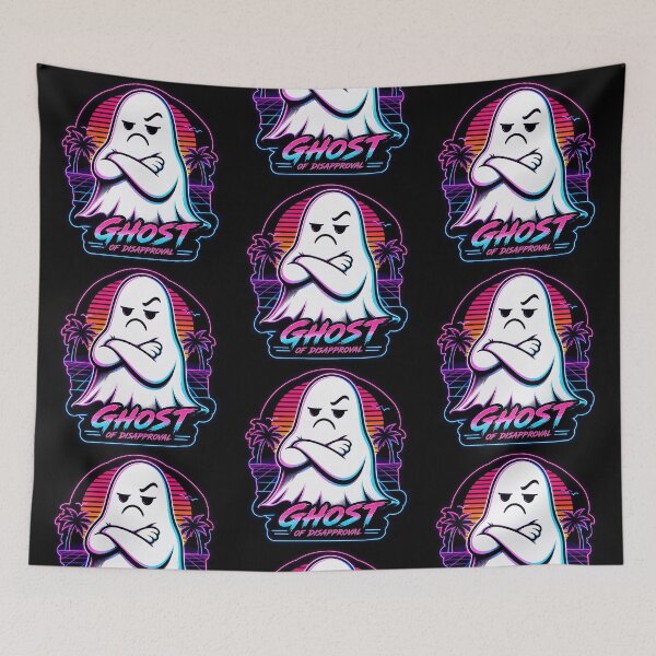 Item preview, Ghost of Disapproval – Retro Synthwave Grumpy Ghost designed and sold by Abidel.