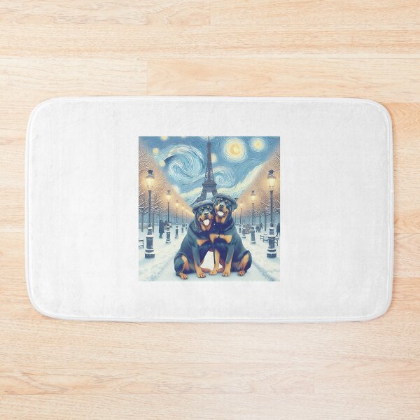 Item preview, Parisian Rottweilers Under Starry Sky ⭐⭐⭐⭐⭐ designed and sold by Redbubble-Gulf.