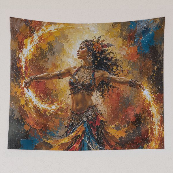 Item preview, An elegant woman dancing with fire painting. designed and sold by GalleryKauffeld.