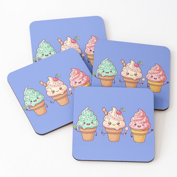 Item preview, three happy ice cream friends designed and sold by Tinydoodlenest .