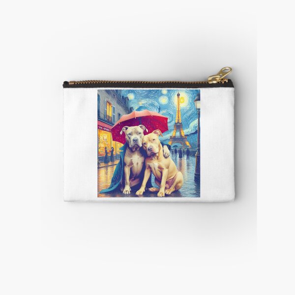 Item preview, Starry Night In Paris With Adorable Pit Bulls ⭐⭐⭐⭐⭐ designed and sold by Redbubble-Gulf.