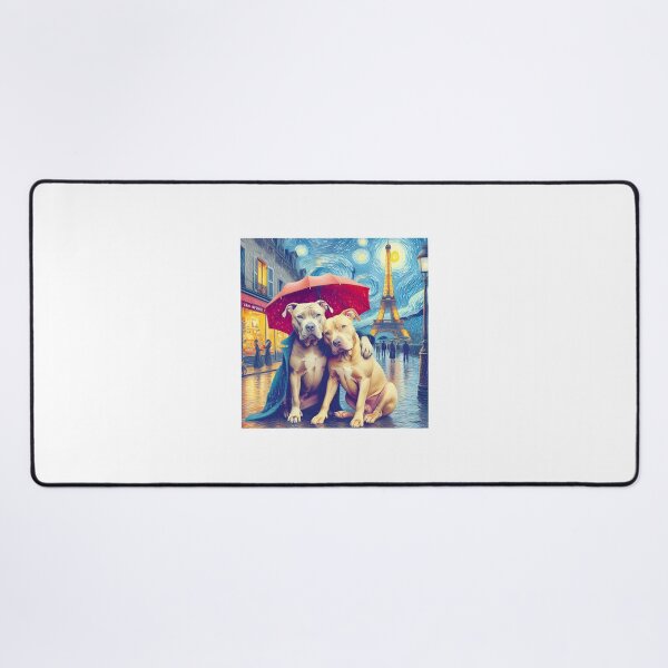 Item preview, Starry Night In Paris With Adorable Pit Bulls ⭐⭐⭐⭐⭐ designed and sold by Redbubble-Gulf.