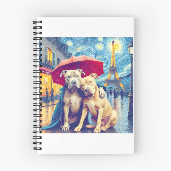 Item preview, Starry Night In Paris With Adorable Pit Bulls ⭐⭐⭐⭐⭐ designed and sold by Redbubble-Gulf.