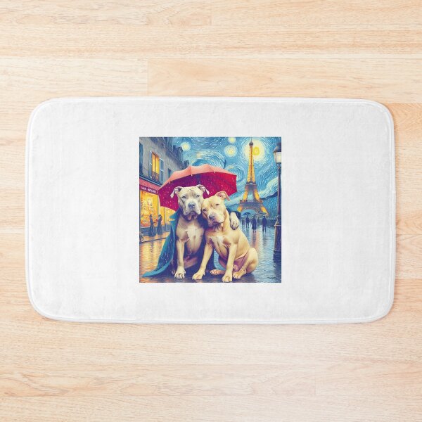 Item preview, Starry Night In Paris With Adorable Pit Bulls ⭐⭐⭐⭐⭐ designed and sold by Redbubble-Gulf.