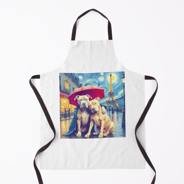 Item preview, Starry Night In Paris With Adorable Pit Bulls ⭐⭐⭐⭐⭐ designed and sold by Redbubble-Gulf.