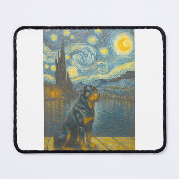 Item preview, Rottweiler Under A Starry Night Sky ⭐⭐⭐⭐⭐ designed and sold by Redbubble-Gulf.