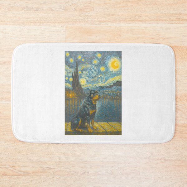 Item preview, Rottweiler Under A Starry Night Sky ⭐⭐⭐⭐⭐ designed and sold by Redbubble-Gulf.