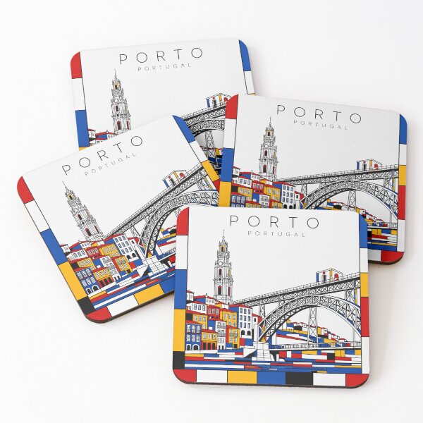 Artikelvorschau, Porto-Poster im Mondrian-Stil (3D) entworfen und verkauft von CMYKStudio.