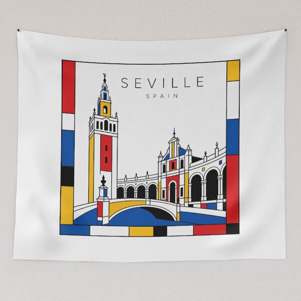 Item preview, Seville Mondrian style poster 3D designed and sold by CMYKStudio.