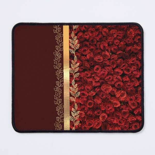 Item preview, Red Roses & Gold Leaves Split Burgundy Luxury Pattern designed and sold by Verantia.