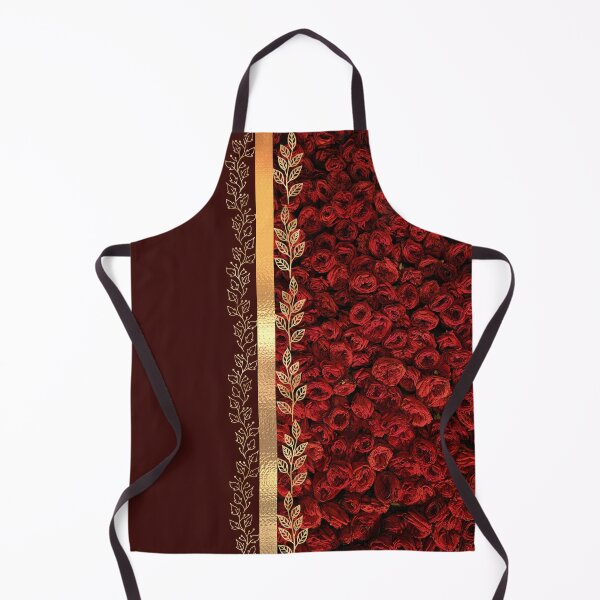 Item preview, Red Roses & Gold Leaves Split Burgundy Luxury Pattern designed and sold by Verantia.