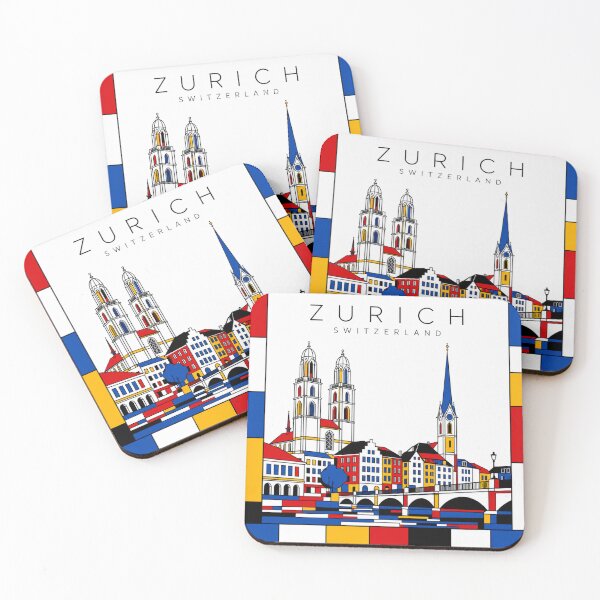 Item preview, Zurich Mondrian style poster 3D designed and sold by CMYKStudio.