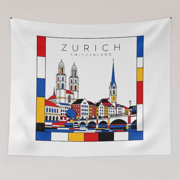 Item preview, Zurich Mondrian style poster 3D designed and sold by CMYKStudio.