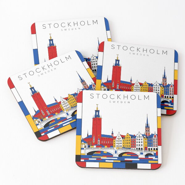 Item preview, Stockholm Mondrian style poster 3D designed and sold by CMYKStudio.