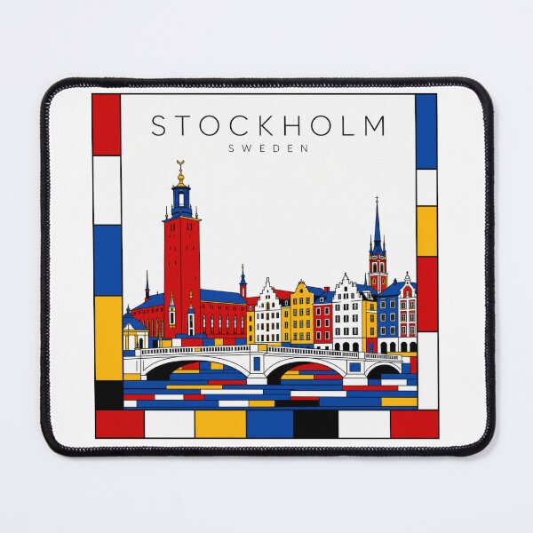 Item preview, Stockholm Mondrian style poster 3D designed and sold by CMYKStudio.