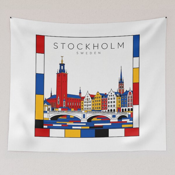 Item preview, Stockholm Mondrian style poster 3D designed and sold by CMYKStudio.