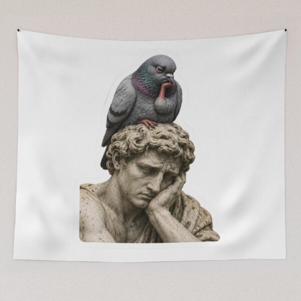 Item preview, Pensive Pigeon Mimicking Classical Statue Pose designed and sold by Snurly.