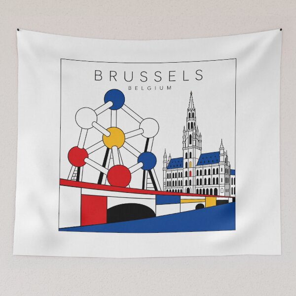 Item preview, Brussels Mondrian style poster 3D designed and sold by CMYKStudio.