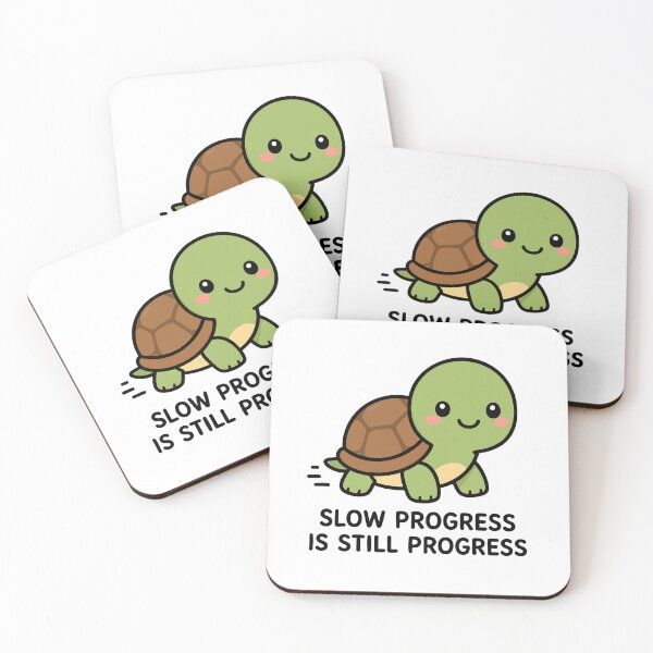 Item preview, Slow Progress Is Still Progress Cute Kawaii Turtle Motivational Quote designed and sold by VectorForge Studio.