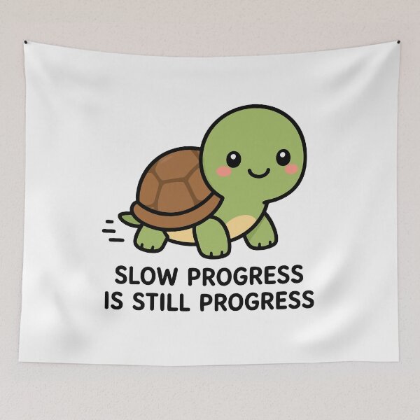Item preview, Slow Progress Is Still Progress Cute Kawaii Turtle Motivational Quote designed and sold by VectorForge Studio.