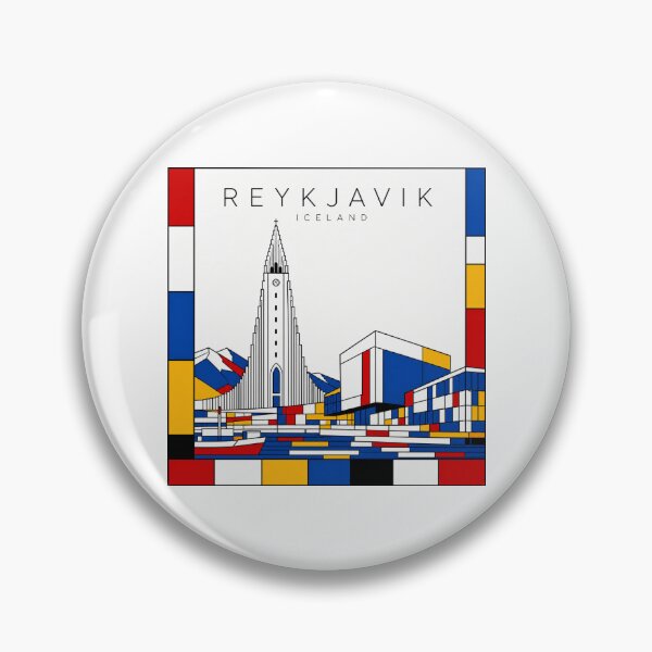 Item preview, Reykjavik Mondrian style poster 3D designed and sold by CMYKStudio.