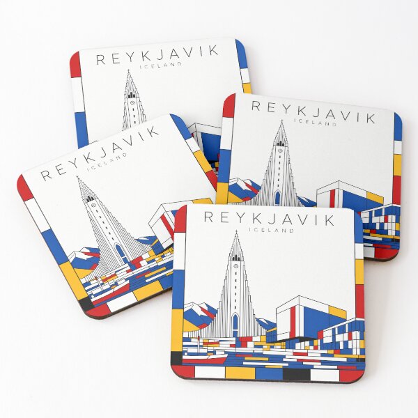Item preview, Reykjavik Mondrian style poster 3D designed and sold by CMYKStudio.