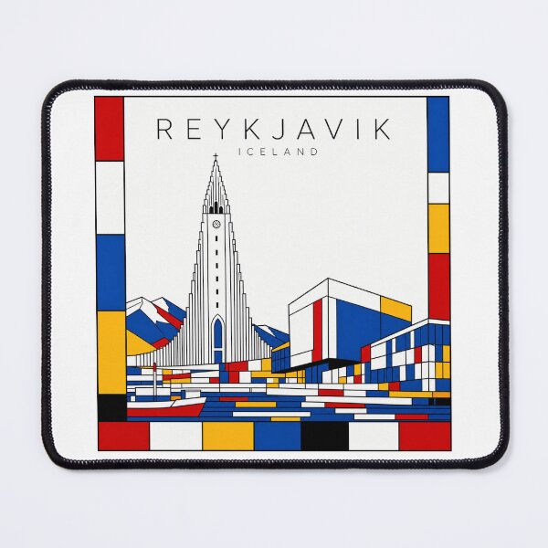 Item preview, Reykjavik Mondrian style poster 3D designed and sold by CMYKStudio.