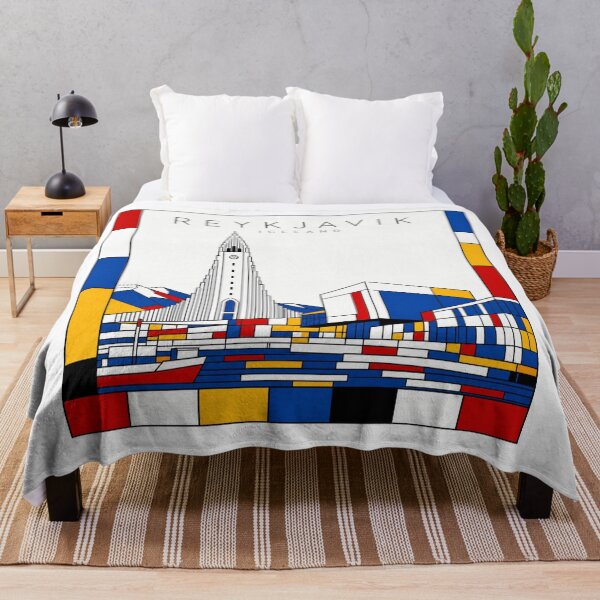 Item preview, Reykjavik Mondrian style poster 3D designed and sold by CMYKStudio.