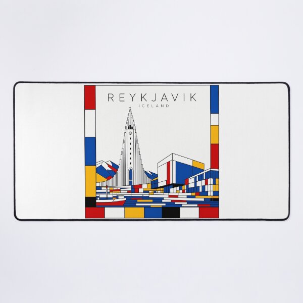 Item preview, Reykjavik Mondrian style poster 3D designed and sold by CMYKStudio.