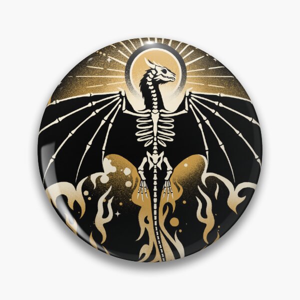 Item preview, Sun fire dragon undead skeleton wyvern with gold flames designed and sold by NemiMakeit.