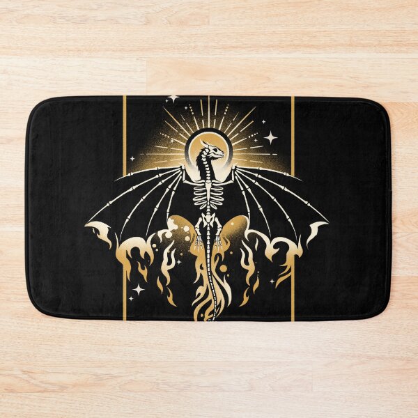 Item preview, Sun fire dragon undead skeleton wyvern with gold flames designed and sold by NemiMakeit.