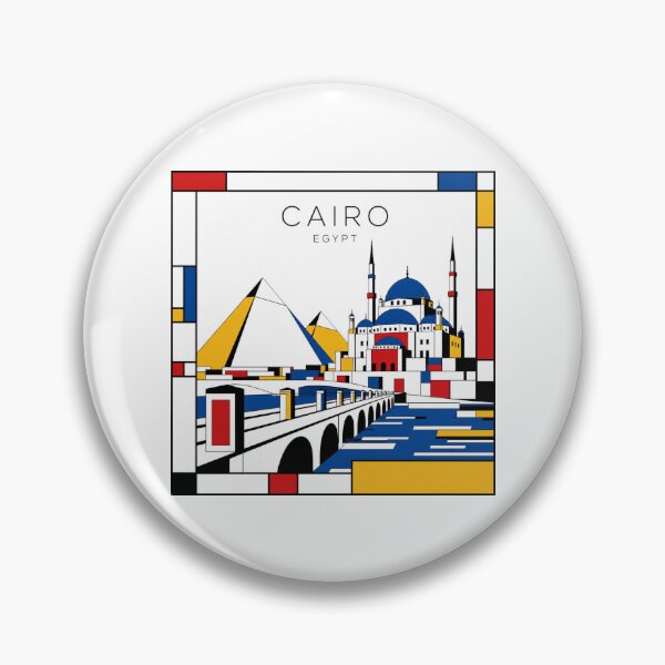 Aperçu de l'œuvre Affiche 3D de style Mondrian du Caire créée et vendue par CMYKStudio.