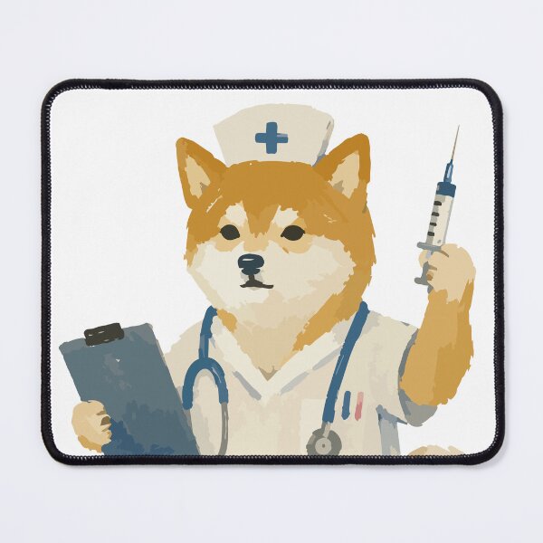 Item preview, Nurse Shiba - Cute Dog in Scrubs Holding Clipboard Illustration designed and sold by medicalkinoko.