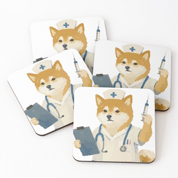 Item preview, Nurse Shiba - Cute Dog in Scrubs Holding Clipboard Illustration designed and sold by medicalkinoko.