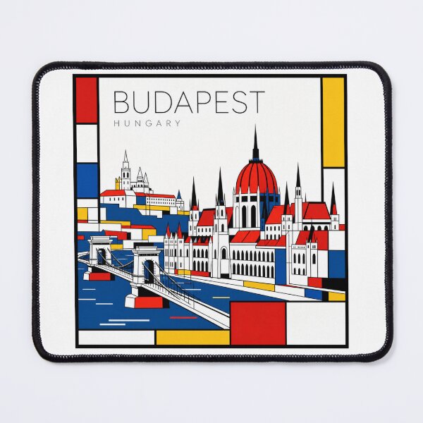 Item preview, Budapest Mondrian style poster 3D designed and sold by CMYKStudio.