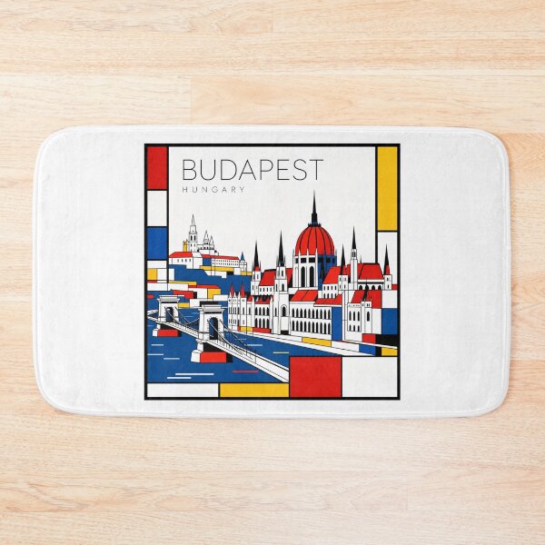 Item preview, Budapest Mondrian style poster 3D designed and sold by CMYKStudio.