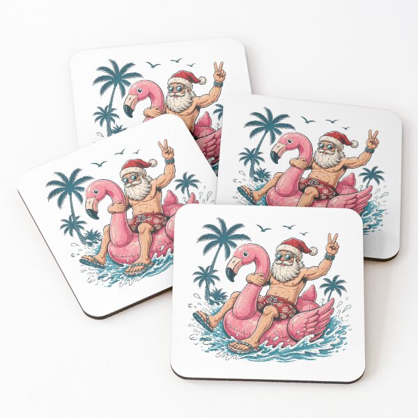 Item preview, Retro Surf Santa Flamingo Christmas Beach Vacation  designed and sold by Moizento.